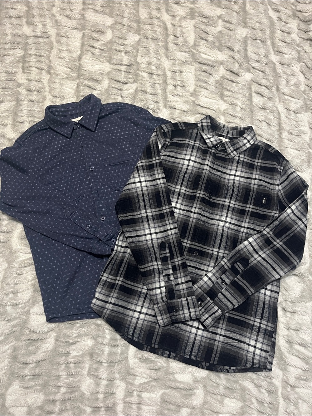Abercrombie Kids Navy & Dot and Black Plaid Button-Up Shirt Set